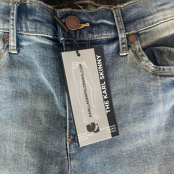 Karl Lagerfeld Paris “The Karl Skinny” Logo Tape Jeans – Size 10, NWT - Picture 6 of 15